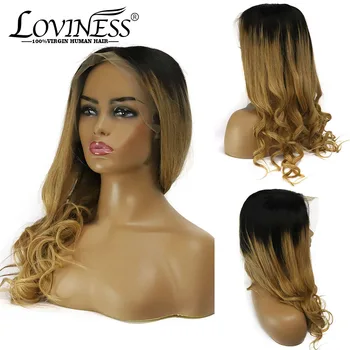 

Ombre Highlight Honey Blonde Colored 13x6 Lace Front Human Hair Wigs Kinky Curly Pre Plucked Virgin Brazilian Frontal Hair Black