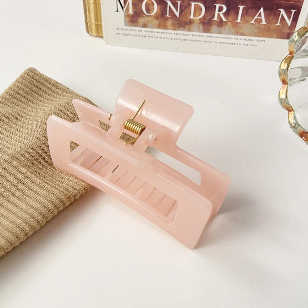 Jewelry Accessories Hair Accessory Hair Clip Hair Headdress Candy Color Rectangle Hollow Claw Hairpin Headdress Female Acrylic Geometric Solid Color Large Hairpin Hair Accessories