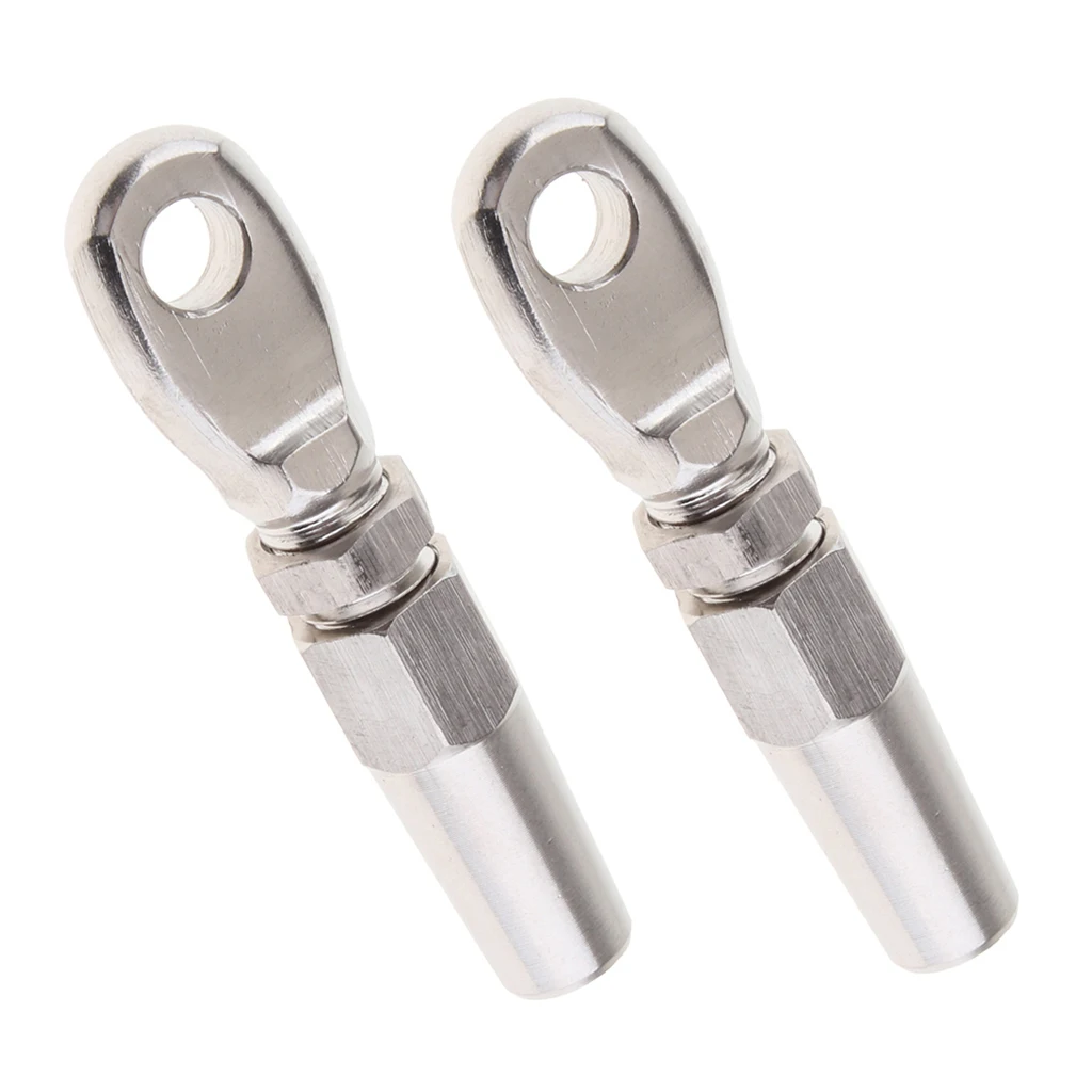 2x 4mm 316 Stainless Steel Wire Rope Swageless Eye Terminal End Compression 2x 4mm 316 Stainless Steel Wire Rope Swageless Eye Terminal End Compression