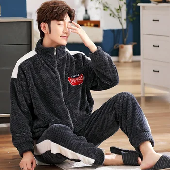 

Coral Cashmere Pyjamas, Male, Long-sleeved, Fat Teenage Boys, Middle School Students, Falirong Suit Pyjamas Full Cartoon Regular