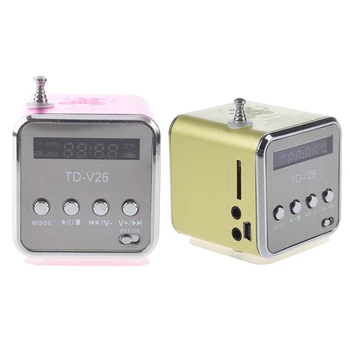 

2Pc TD-V26 Portable Mini Digital Speaker with Micro-SD / TF / USB /FM (Pink&Green)