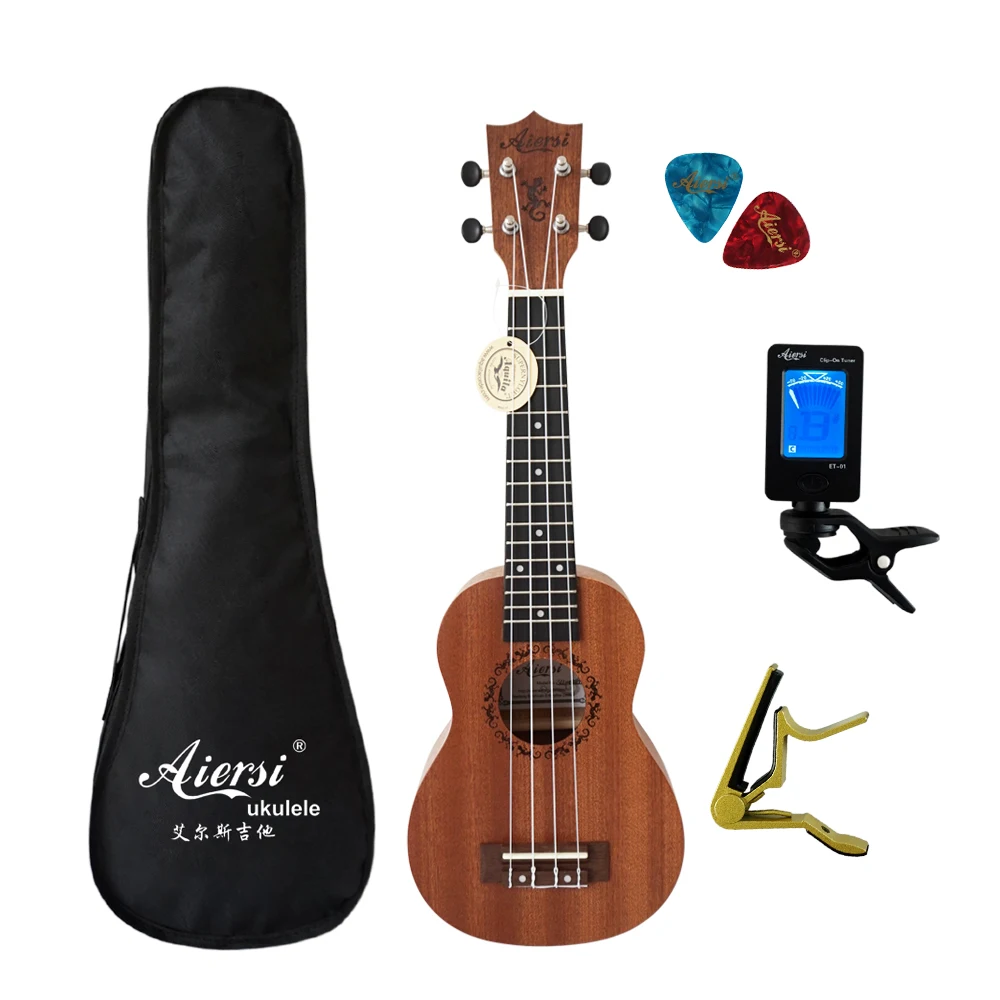 Cheap Aiersi brand 21 inch mahogany Soprano ukulele Hawaiian guitar ukelele