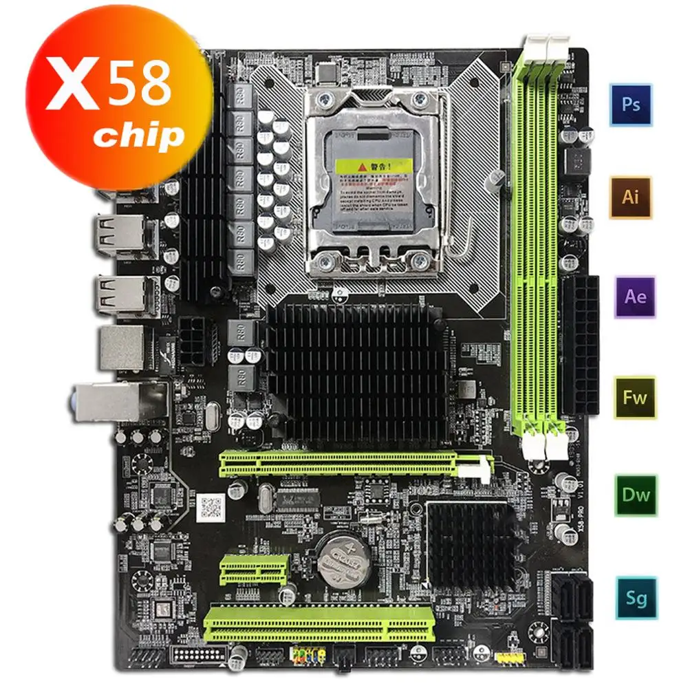 

X58 PC Computer Desktop Motherboard LGA1366 CPU Interface DDR3 MSATA V1.6 Mainboard Systemboard X5660 5670cpu