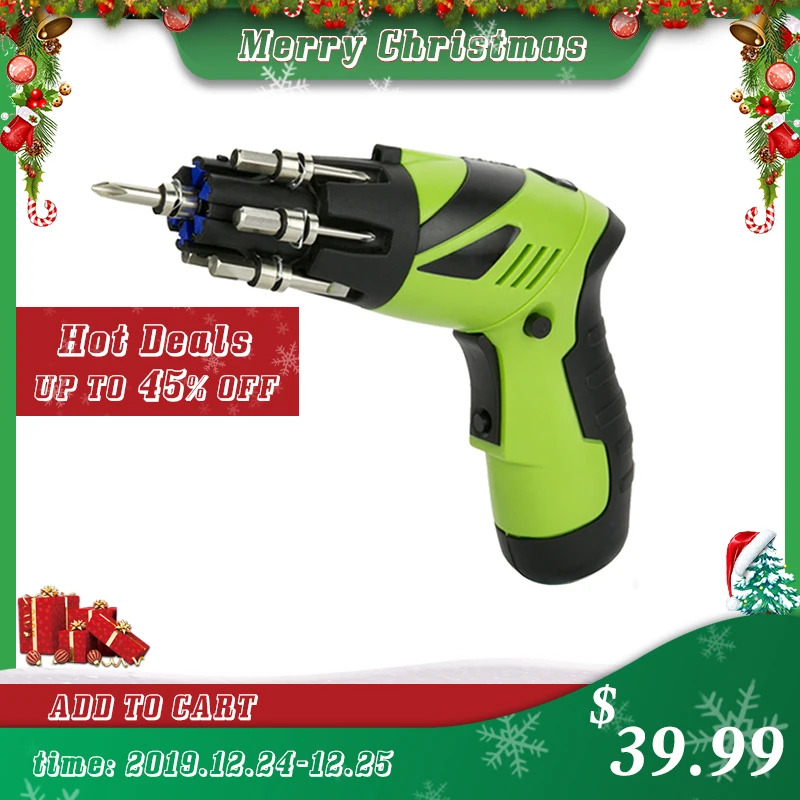 

Cordless Electric Screwdriver Lithium ion Rechargeable hand drill 6 bits with LED Lighting Woodworking Household Power Tools