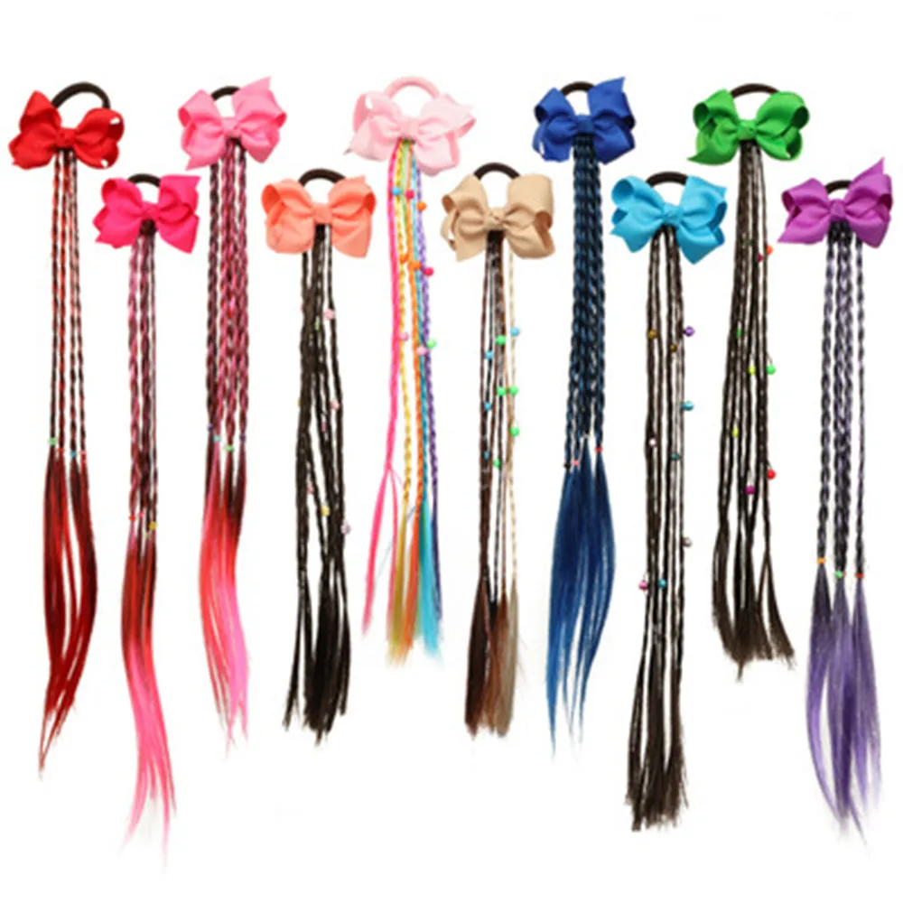 

1 Pc Girls Hair Bow Extension Sweet Ribbon Bows Wig Braid Hair Tie Party Decor Children Head Wear New Arrival