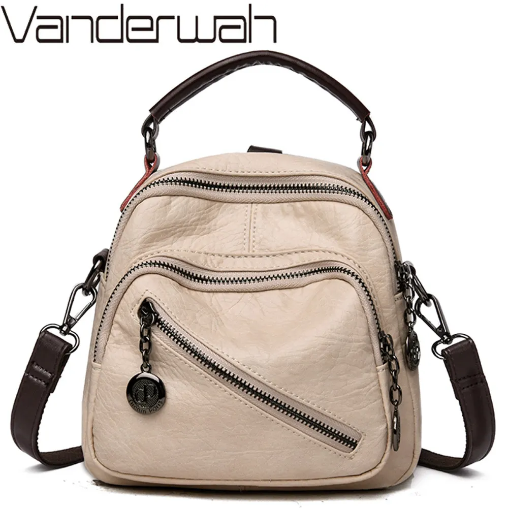  Mini Backpack Vintage Women Leather Shoulder Bag Designer High Quality Multi-Function Small Bagpack - 33059261142