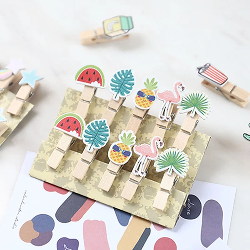 10 шт./компл. деревянные колышки в виде симпатичных животных Цветной Примечание памятная фотография Бумага зажимы для держатель Craft зажимы для пасхальное праздничное украшение