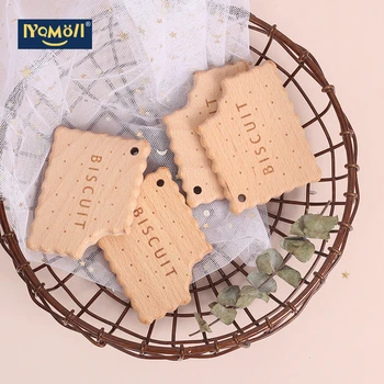 

20pc baby care accessory wooden teether food grade wood biscuit beech DIY jewelry tooth set Bracelet baby tooth set