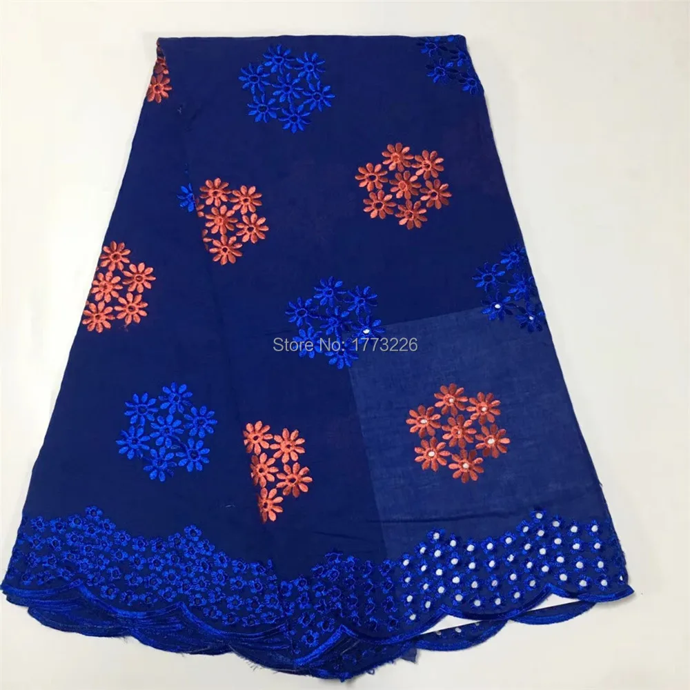 

New Blue African Dry Cotton Lace Fabrics 2019 High Quality Hollow Out Embroidery Lace Swiss Voile Lace In Switzerland For Dress
