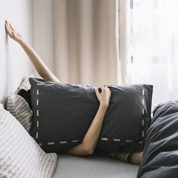 

Dotted Line Pillow Case Cotton Embroidery Pillowcase Sleeping Pillow Cover Decorative Nordic Hotel Home Cafe Shop 47x74cm