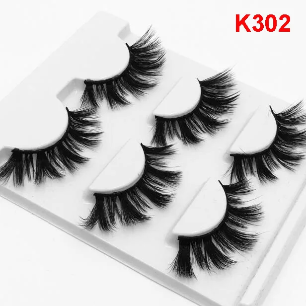 New Arrival Mink false eyelashes 3 pairs set with packaging long thick fake lashes extensions 9 models 3sets/lot drop shipping
