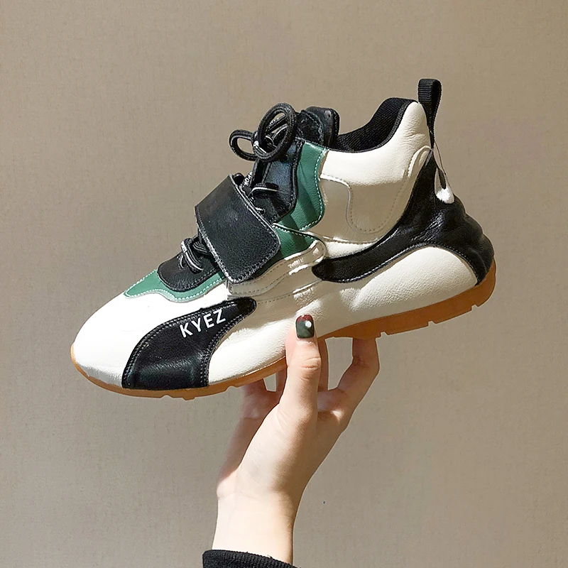 

Women Platform Chunky Sneakers Leather Sneakers lace-up Casual Vulcanize Shoes luxury Designer Old Dad female fashion Sneakers