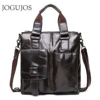 

JOGUJOS New Men's Briefcases Genuine Leather Fashion Briefcase Male Vegetable Tanned Skin Shoulder Messenger Bag Travel Bag