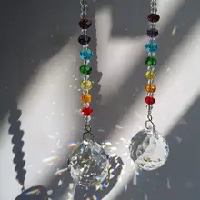 H& D, 2 шт., 30 мм, хрустальный шар-призма, Ловец Солнца, чакра, радужные цвета, круглые бусины, плетение, дизайн радуги, Ловец Солнца, домашний декор