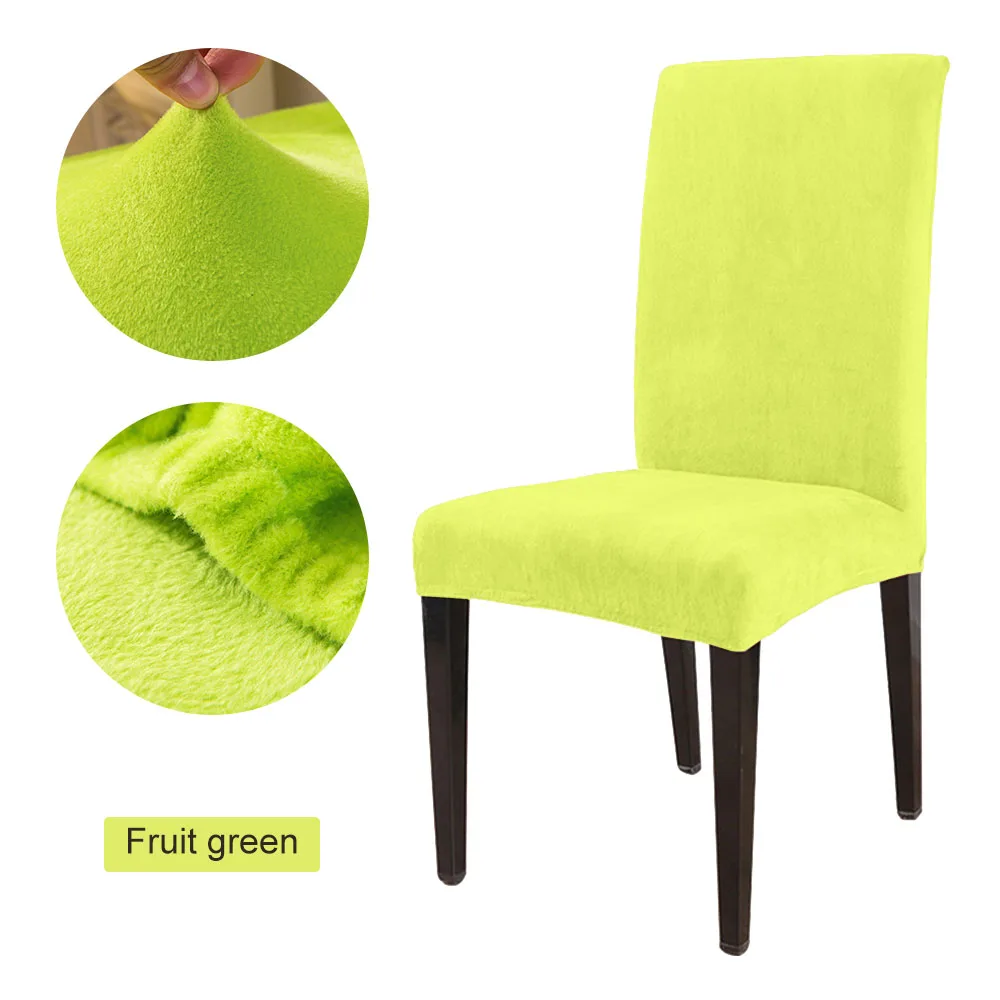 Fruit green Новинка, съемные эластичные одноцветные фланелевые чехлы для стульев, мягкая ткань с лисьим ворсом, чехлы для стульев для столовой, 15 цветов - Цвет: Fruit green
