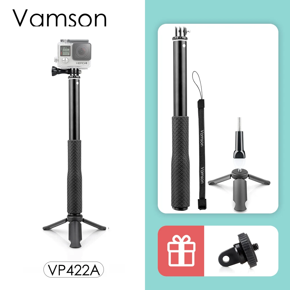 VP422A Vamson аксессуары для штатива GoPro монопод Регулируемая селфи палка для GoPro Hero 8 7 6 5 для Xiaomi Yi SJCAM для телефона VP422 - Цвет: VP422A