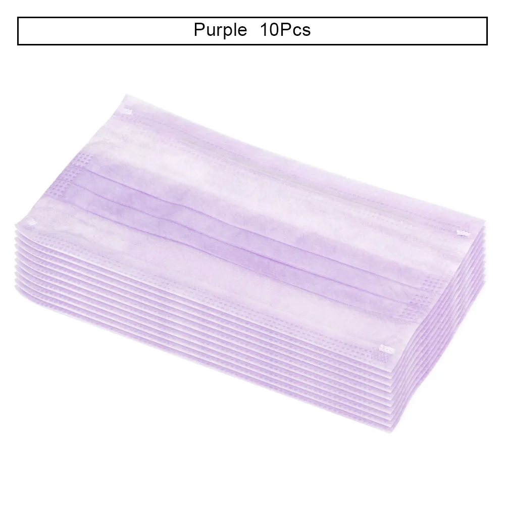 Purple 10pcs 10/20/50 шт ресниц для наращивания уход за кожей лица Маска Анти-пыль одноразовый нетканый 3 слоя рта/горячий воздух с эластичная петля уха - Цвет: Purple 10pcs