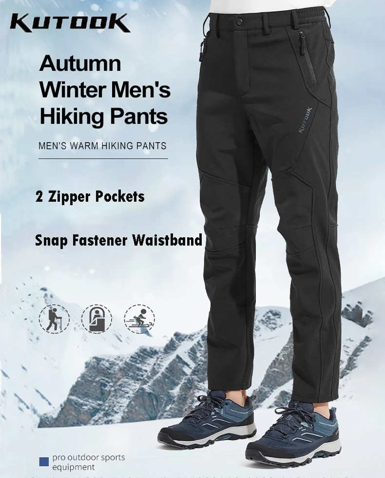 KUTOOK Thermal Trekking Pants Winter Pants Men Softshell Cargo Pants Man  Trousers Waterproof Outdoor Hiking Climb Camping Pants