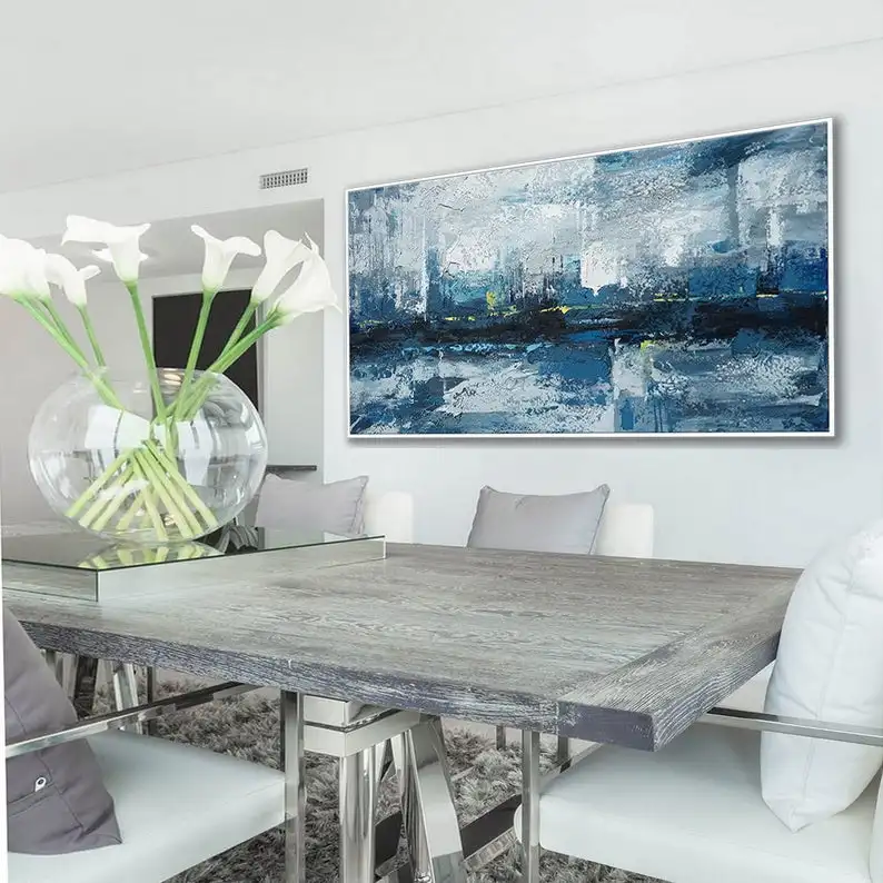 

Textured Abstract Acrylic Painting Extra Large Contemporary Texture Wall Art Oversize Modern Artwork Panoramic Horizontal Canvas