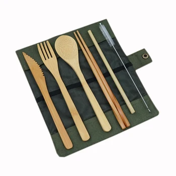 

Green Wooden Outdoor Travel Portable Cutlery Set Student Environmental Protection Japanese Style Wind Wooden Cutlery Set