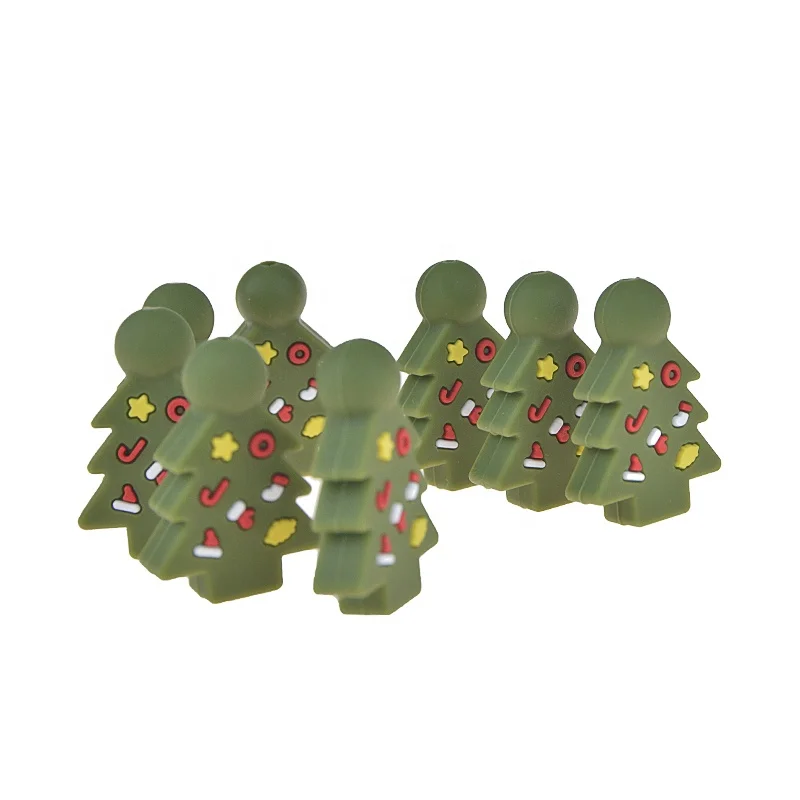 

10PCS Silicone Christmas Beads Baby Teething Pacifier Chain DIY Teething Necklace Nursing Beads Food Grade Silicone BPA Free