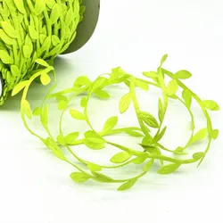 Vibrant Silk Leaf - Shaped Artificial Green Leaves for DIY Crafts and Decoration - 10 Yards (Grass Green)