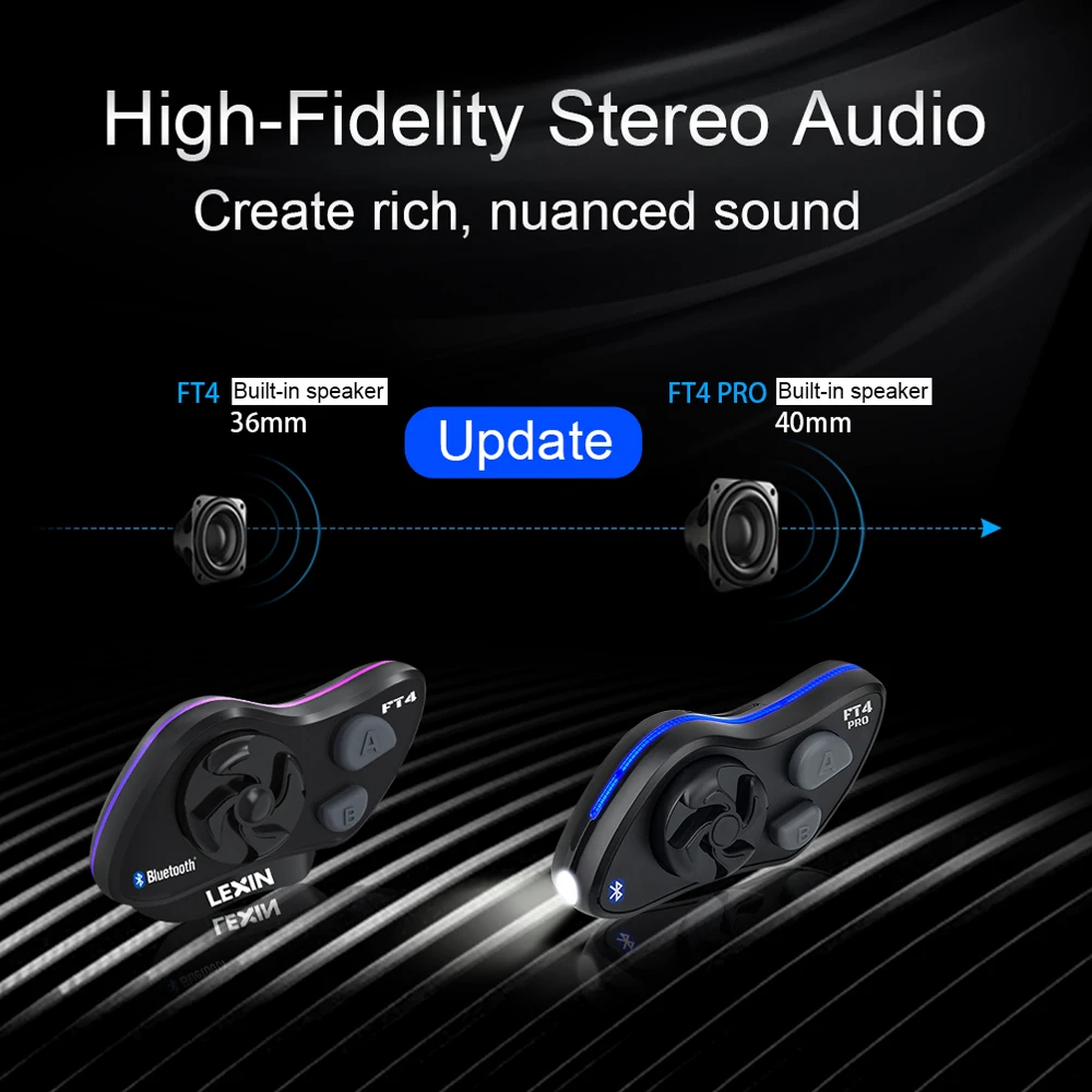 LEXIN новинка 1 шт. FT4 PRO Bluetooth мотоцикл домофон встроенный fm радио до 6 станций