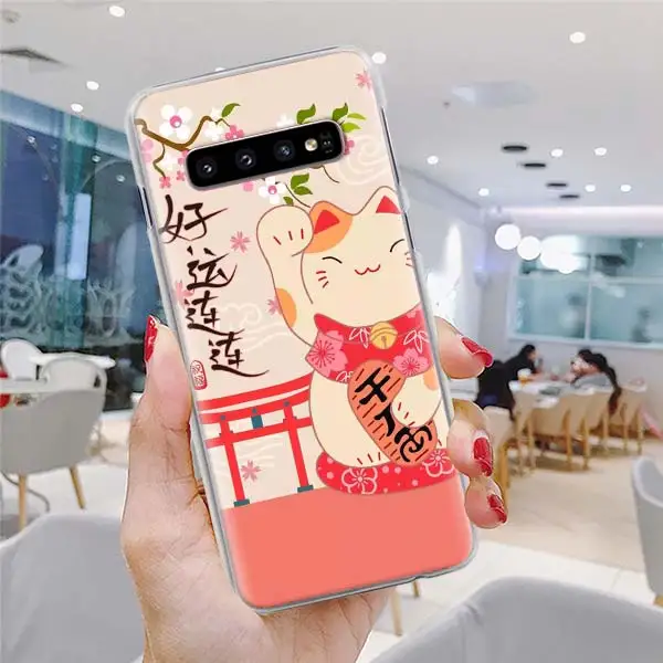 Манеки Неко Монета на удачу кошка телефонные чехлы для samsung Galaxy S10e S10 Note 10 Plus S8 S9 Plus 9 8 S6 S7 Edge жесткий чехол - Цвет: H02
