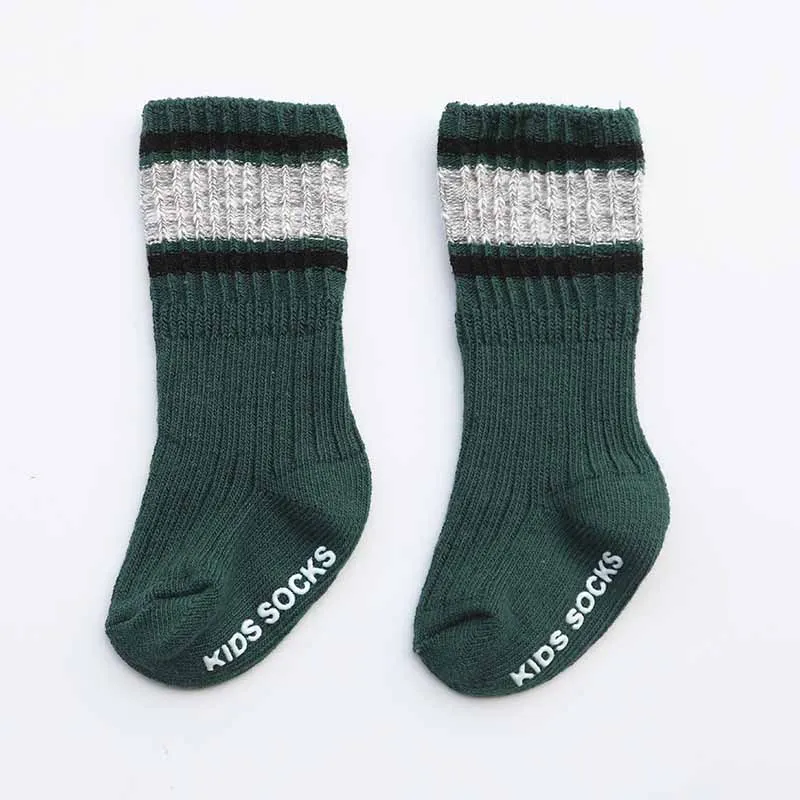 Толстые носки для новорожденных, теплые вязаные носки для маленького мальчика/девочки, нескользящие носки, детские гольфы, длинные носки для малышей - Цвет: 0-1Y  style 2