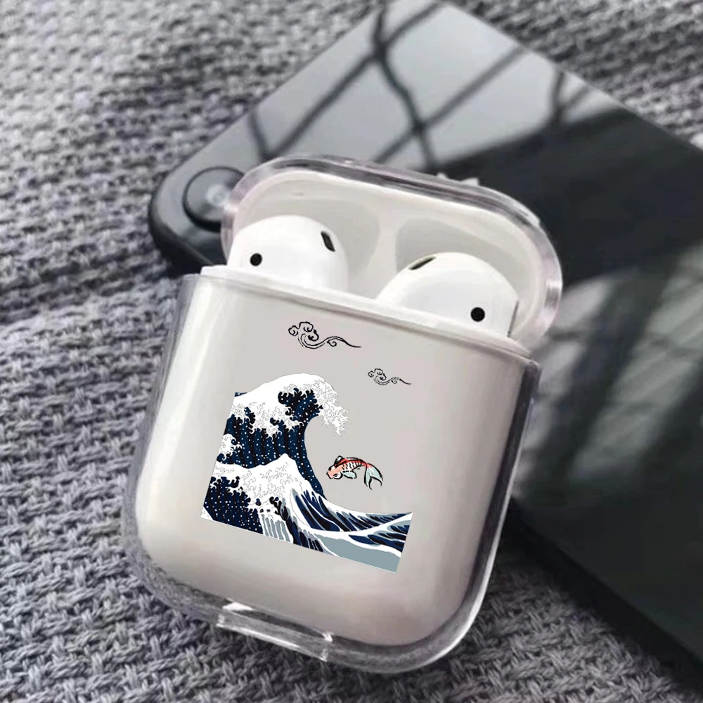 Большая волна Kanagawa задняя крышка Жесткий чехол для Airpods беспроводной Bluetooth
