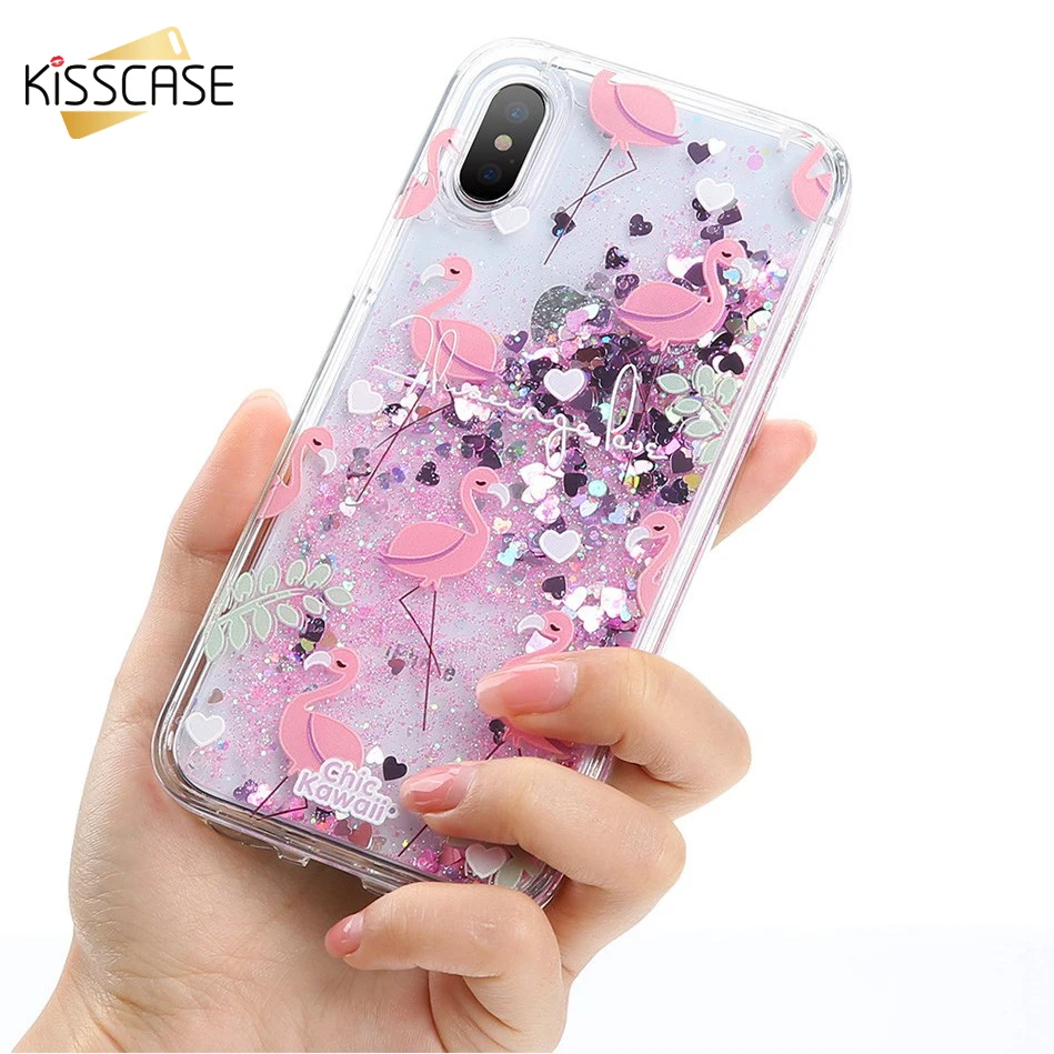 

KISSCASE Glitter Phone Cases For iPhone 6 6s 7 Plus Case Silicone Cover Case For iPhone XS Max XR XS X 6s 8 Dynamic Girly Coque