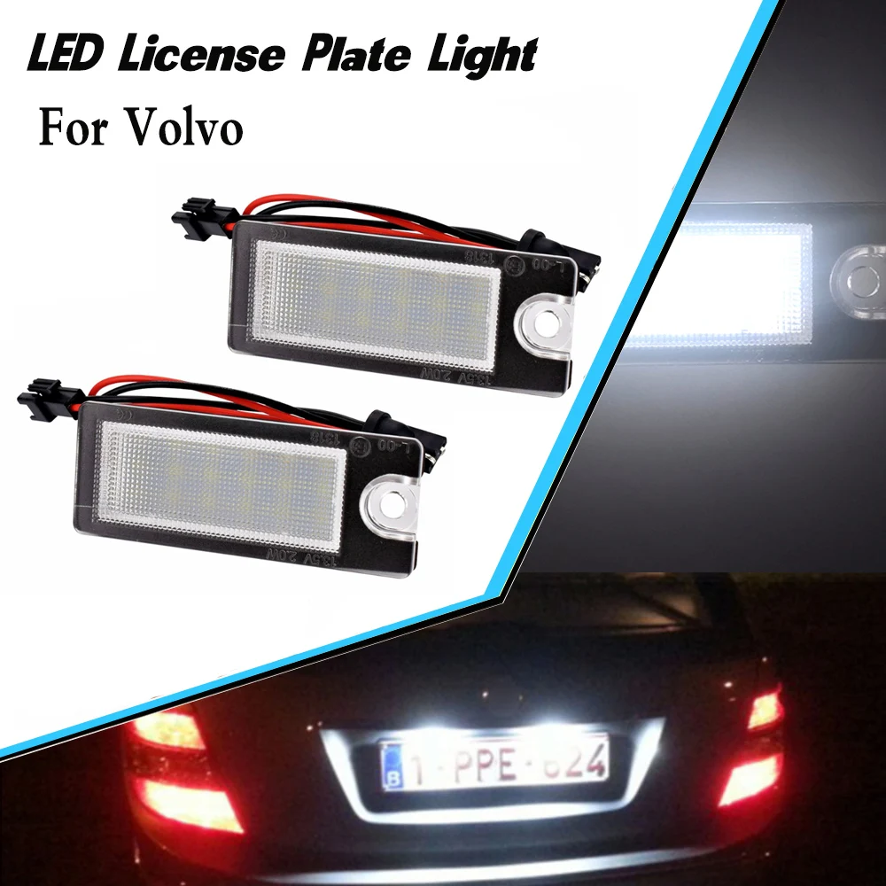 

2 PCS LED Number License Plate Light signal lamp car light assembly error free auto Accessories for Volvo S60 S80 V70 XC70 XC90