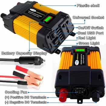 

4000W DC12 To AC110/220V Sine Wave Converter Solar Car Power Inverter Voltage transformer 2USB Interfaces Home Appliances