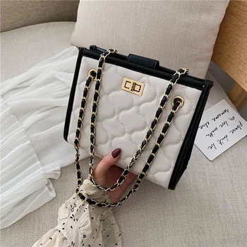 

New small bag 2020 new chain wild women's shoulder bag large capacity fashion casual embroidery stitching small square bag