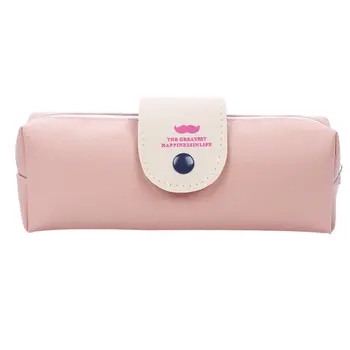 

Fresh Solid Color Simple Large Capacity Pencil Case PU leather Triangle pen bag Stationery Storage Organizer