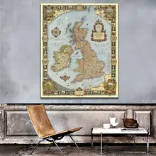 

1937 Edition Vintage Poster Map of The Kingdom of Great Britain Non-woven Waterproof Map for Research Wall Living Room Decor