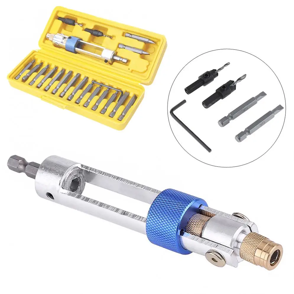 20pcs/set Screwdriver Head Multi-functional High-speed Steel Double Use Hand Countersunk Head Drill With Storage Box