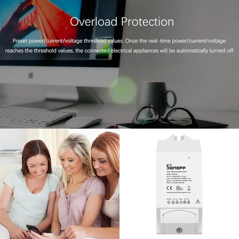 R2 wifi Smart Switch дистанционное управление энергопотребление монитор защита от перегрузки беспроводной переключатель Модуль Автоматизации умного дома
