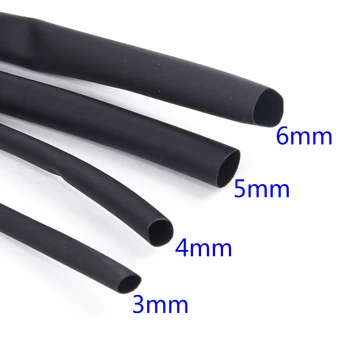 

4pc Heat Shrink Tube Sleeving Black Wrap 3/4/5/6mm Accessories Electrical 1Meter