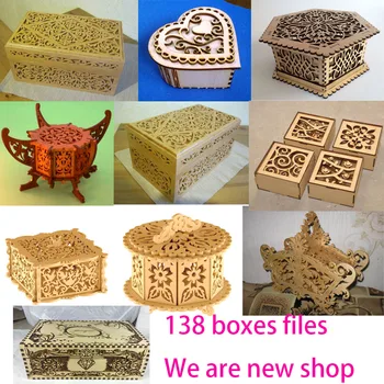 

135 boxes design files vector dxf cdr format for CNC laser cutting resource collection for sale