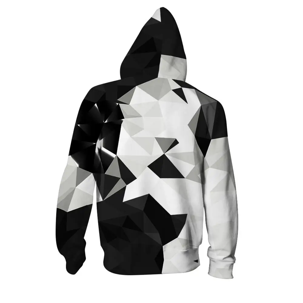 

2019 Fashion casual Creative unisex vortex black and white 3D printed Sweatshirt Cosplay costume baseball uniform jacket