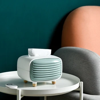 

Cute Mini Radio Shape Stand Tissue Holder Storage Box Container Home Office Restaurant Desktop Decor