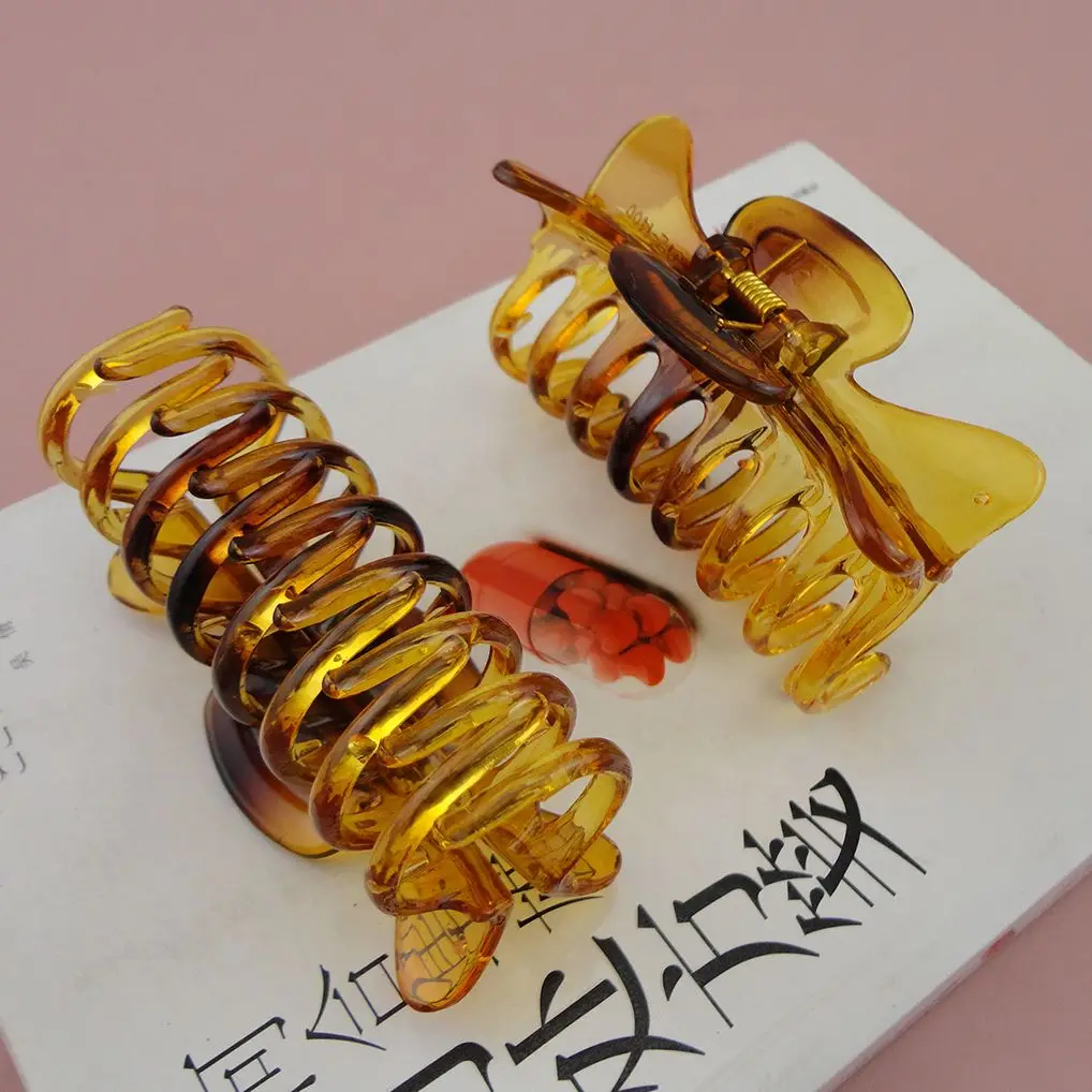 

9,0 см коричневая Женская пластиковая Заколка-краб для волос для фиксации хвостов, зажимы для длинных волос