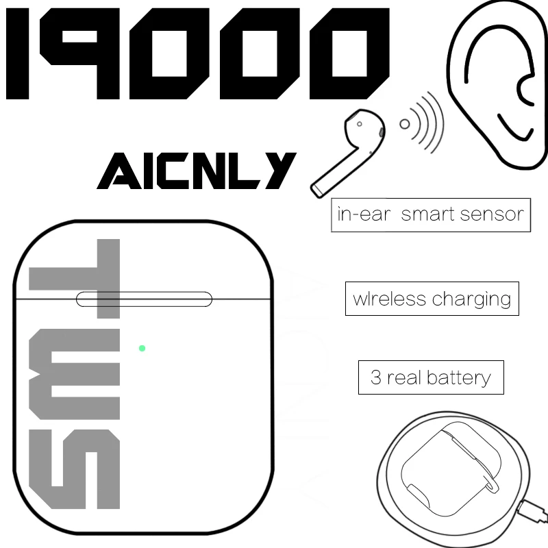 

Original i9000 tws 1:1 Smart Sensor Pop Up Earbuds Black Wireless Charging Bluetooth5 Earphones pk H1 Chip i200 i500 tws Headset