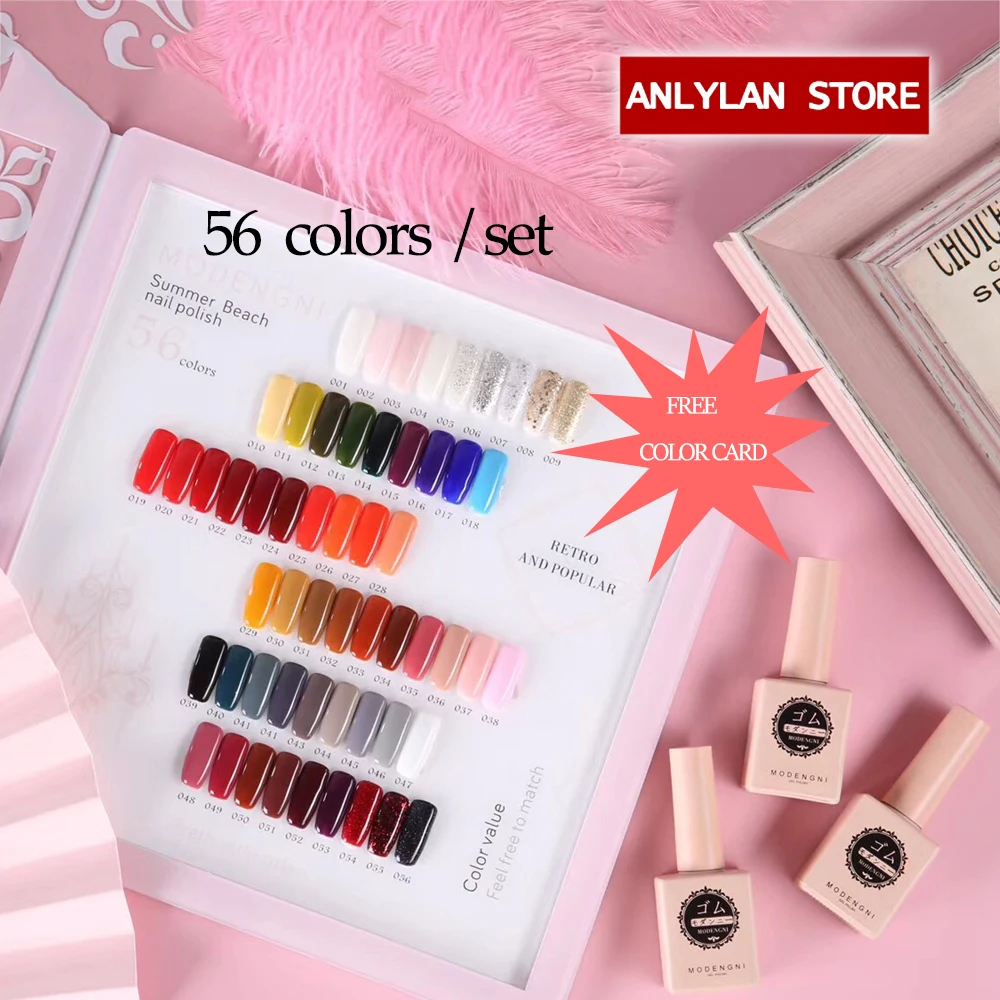 2022 New 56 Colors Fashion Semi Permanet Top Coat Color Gel Nail Polish For Art UV Lacquer Manicure | Красота и здоровье