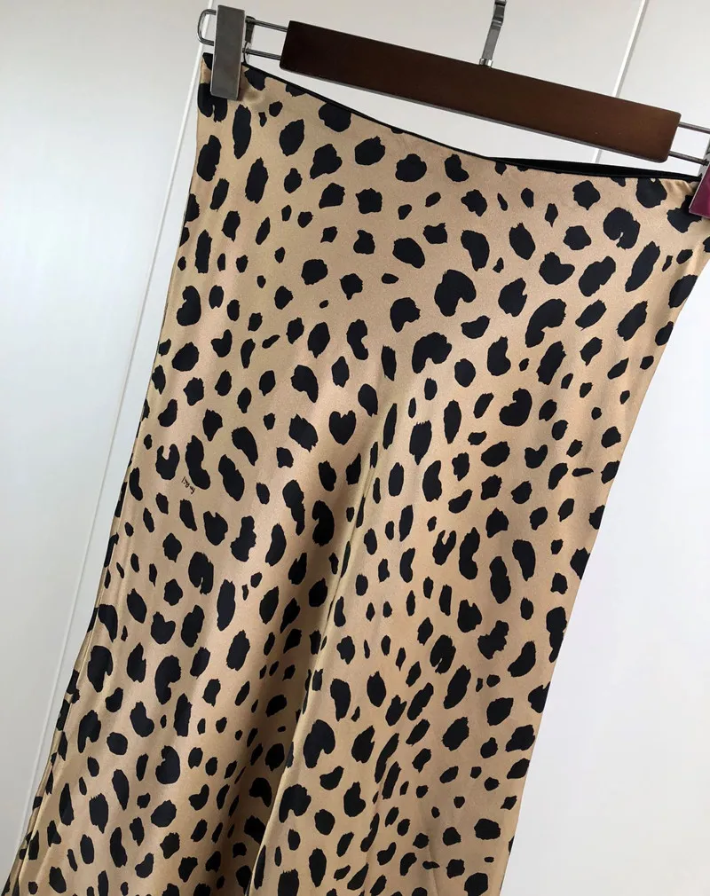 Для женщин атласный шелк Naomi чудовища с леопардовым принтом пикантные эластичные Высокая Талия легко 90-х скольжения юбка миди