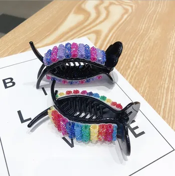 

Korea Fashion Shining Hair Crab for Teen Girls Students Candy Sweet Rainbow Colorful Purple Hair Claws Hairpins dropshipping