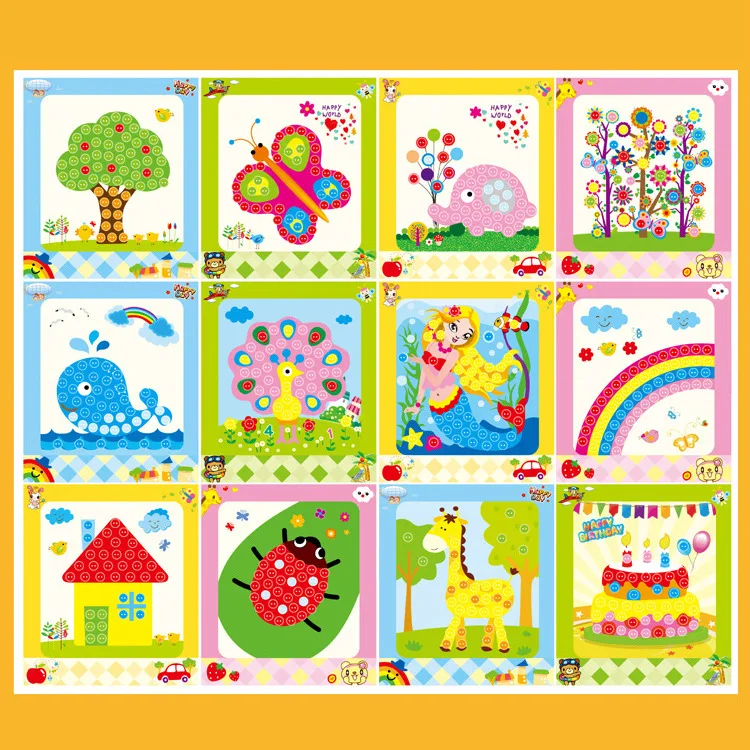 

Kids Educational Toys DIY Button to Craft Painting Creative kids Sticky Art Educational Handmade Toys for 3 Years Kid Children