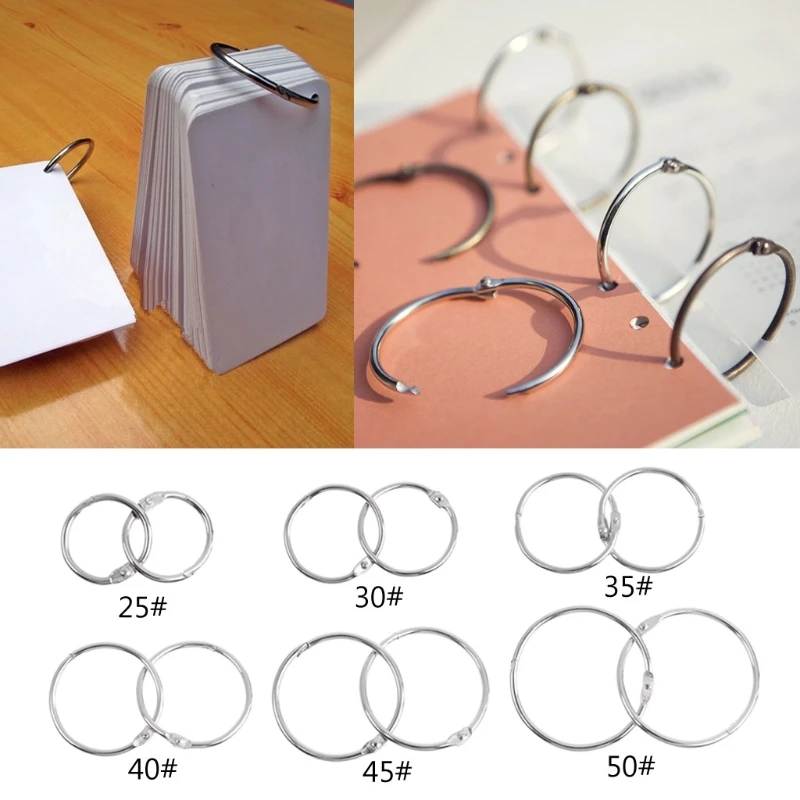 10 unids/set de Metal anillo de carpeta hoja metálica suelta libro Carpeta de anillo de aro multifuncional llavero círculo DIY álbum Scrapbook arte