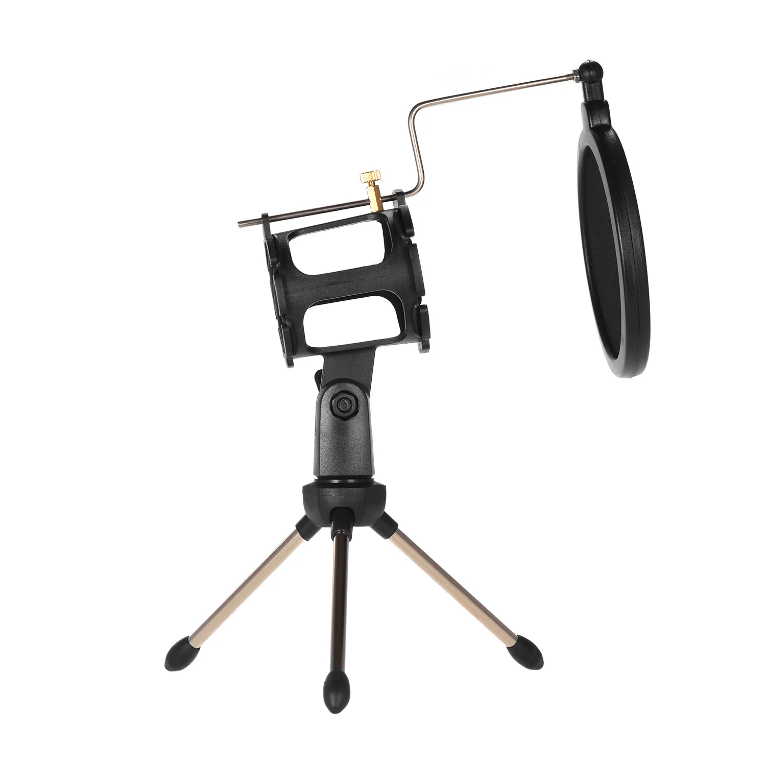 

Mini Desktop Microphone Stand + Shock Mount Mic Holder + Pop Filter Kit for Studio Recording Online Chatting Singing